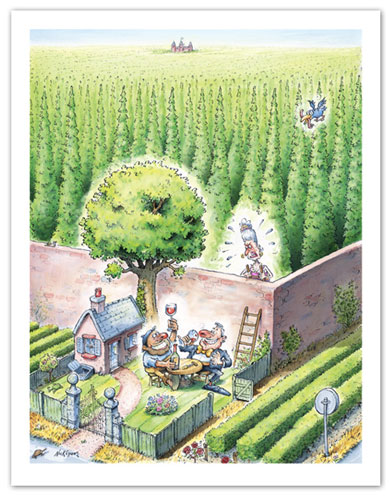 At Wine Chateaux - French woman finds her husband and is not impressed.