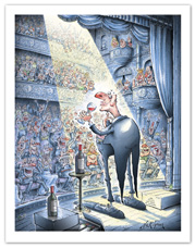 wine theatre cartoon by cartoonist Nick Lyons